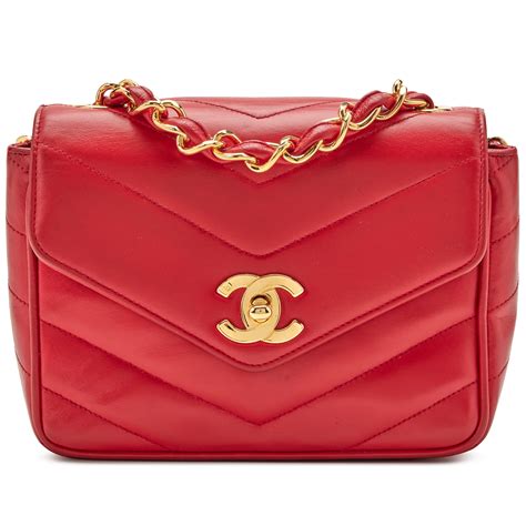 chanel red chevron gold hardware